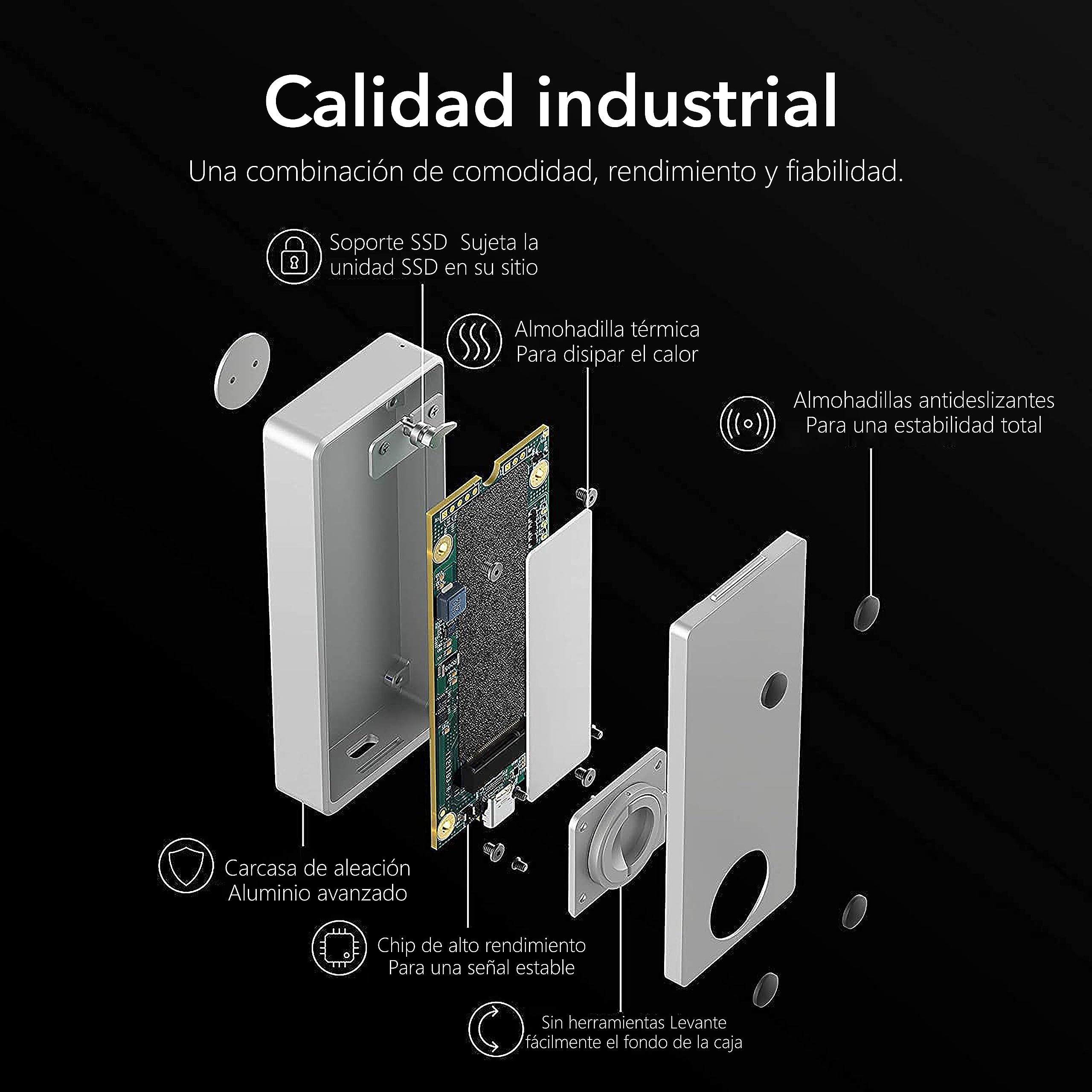 SABRENT Carcasa M.2 MVMe SSD Thunderbolt 3 | Velocidades hasta 1600MBps | Llave M 2280 SSD | Instalación sin Herramientas | Soporta UASP Y T.R.I.M [EC-T3NS]