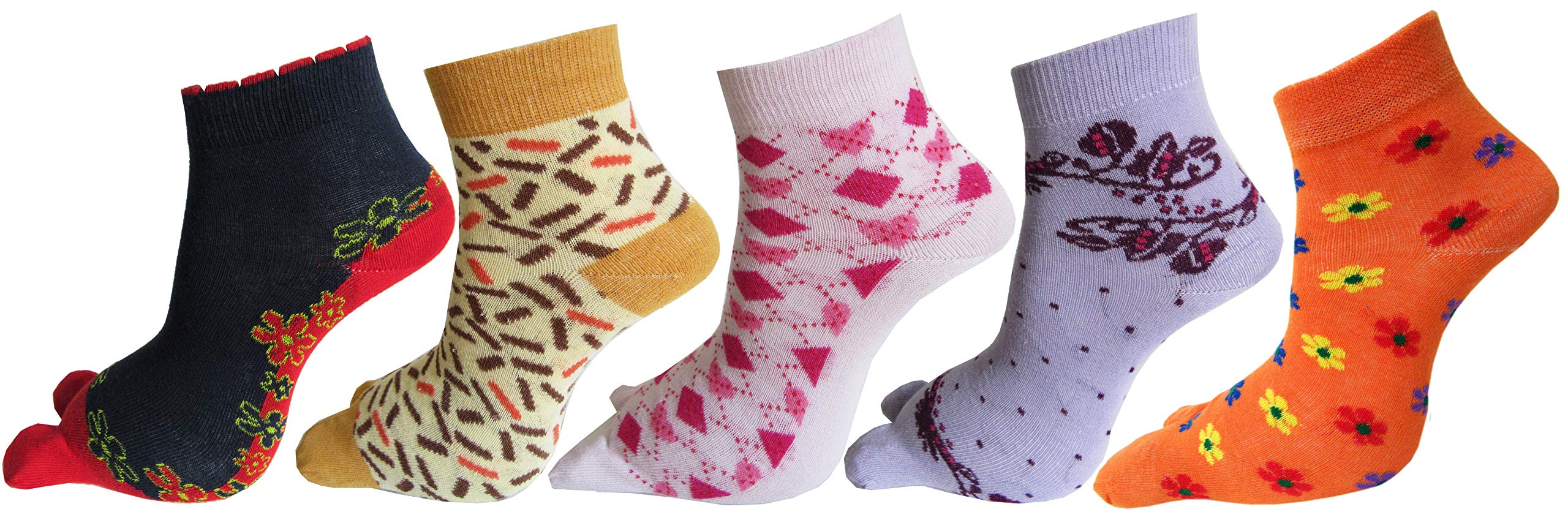 rc. royal class Multicolored Ankle Cotton Thumb socks For Women's (pack of 5 pairs)-picture-10