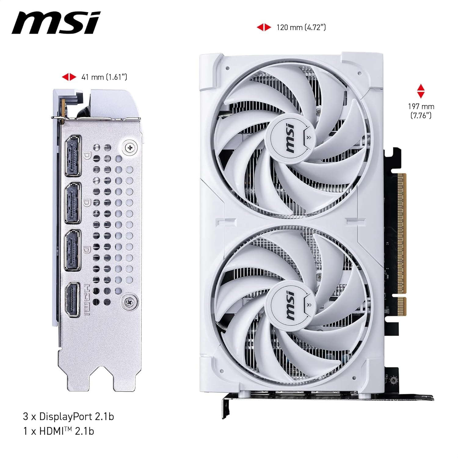 MSI GeForce RTX 5060 8G Ventus 2X OC White Graphics Card - RTX 5060 GPU, 8GB GDDR7 (28Gbps/128-bit), PCIe 5.0 - Dual-Fan Thermal Design (2 x TORX Fan 5.0) - HDMI 2.1b, DisplayPort 2.1b