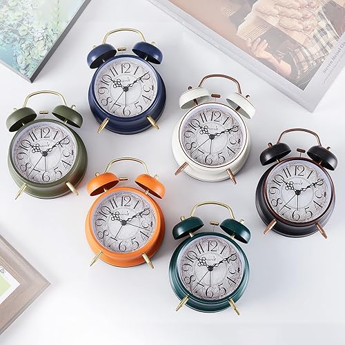 Miniatura 5 de Alarma ruidosa para personas que duermen profundamente, 4 pulgadas, retro y a la moda, reloj despertador con campana doble con luz de fondo para
