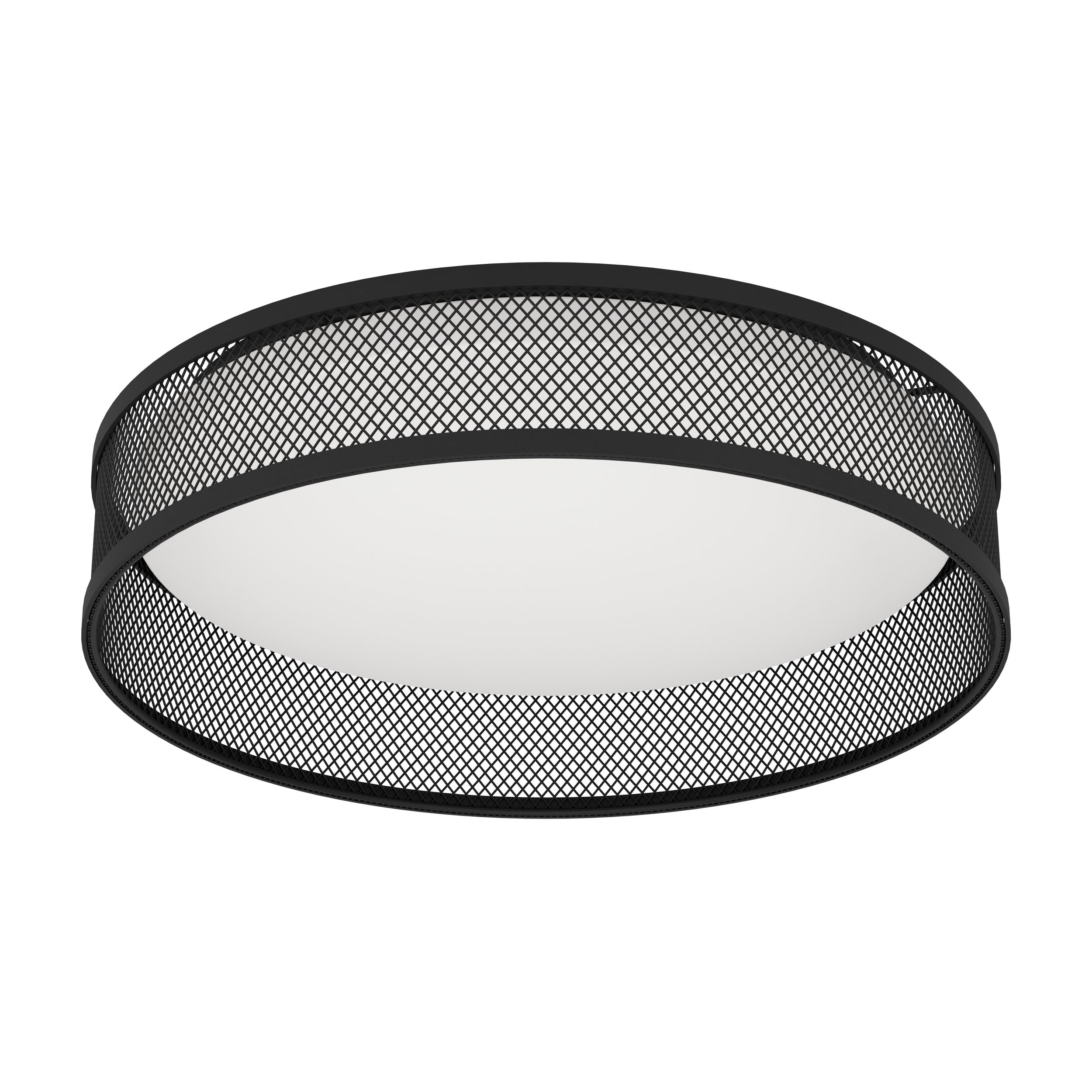 Eglo LED Ceiling Light Fixture Luppineria, Round Ceiling lamp, Living Room and Bedroom Lighting, Black Metal and White Plastic, Warm White, Ø 15"
