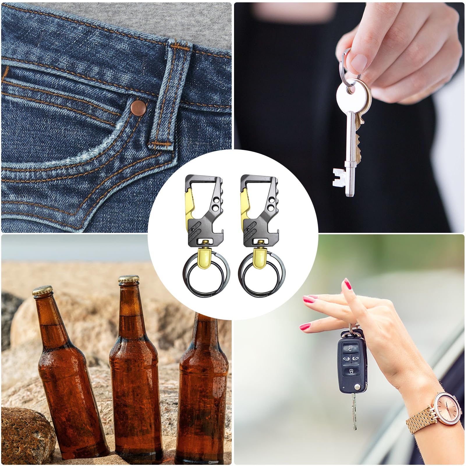 Amazon | 栓抜きキーホルダー、高耐久カラビナキーチェーン、2CPS合金