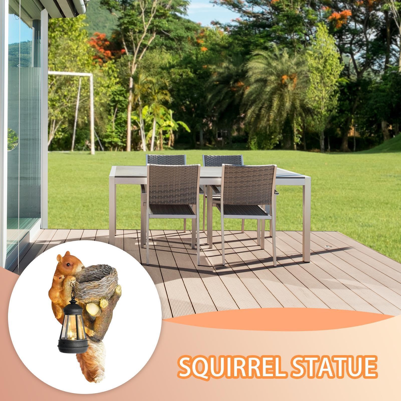Figurki Wiewiórek Do Ogrodu,Urocze Ozdoby Zwierząt Wykonane Z Żywicy | Solarna Lampa Z Figurką Wiewiórki,Dekoracja do ścieżki, podjazdu, patio, podwórka, trawnika, ganku, tarasu, balkonu, ogrodu i pod