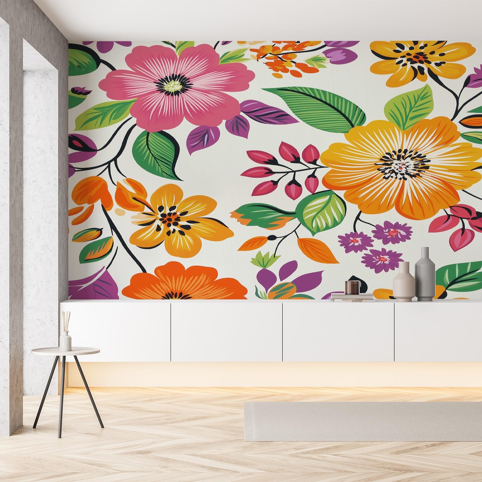Papier peint fleurs sauvages pour salon et chambre chic