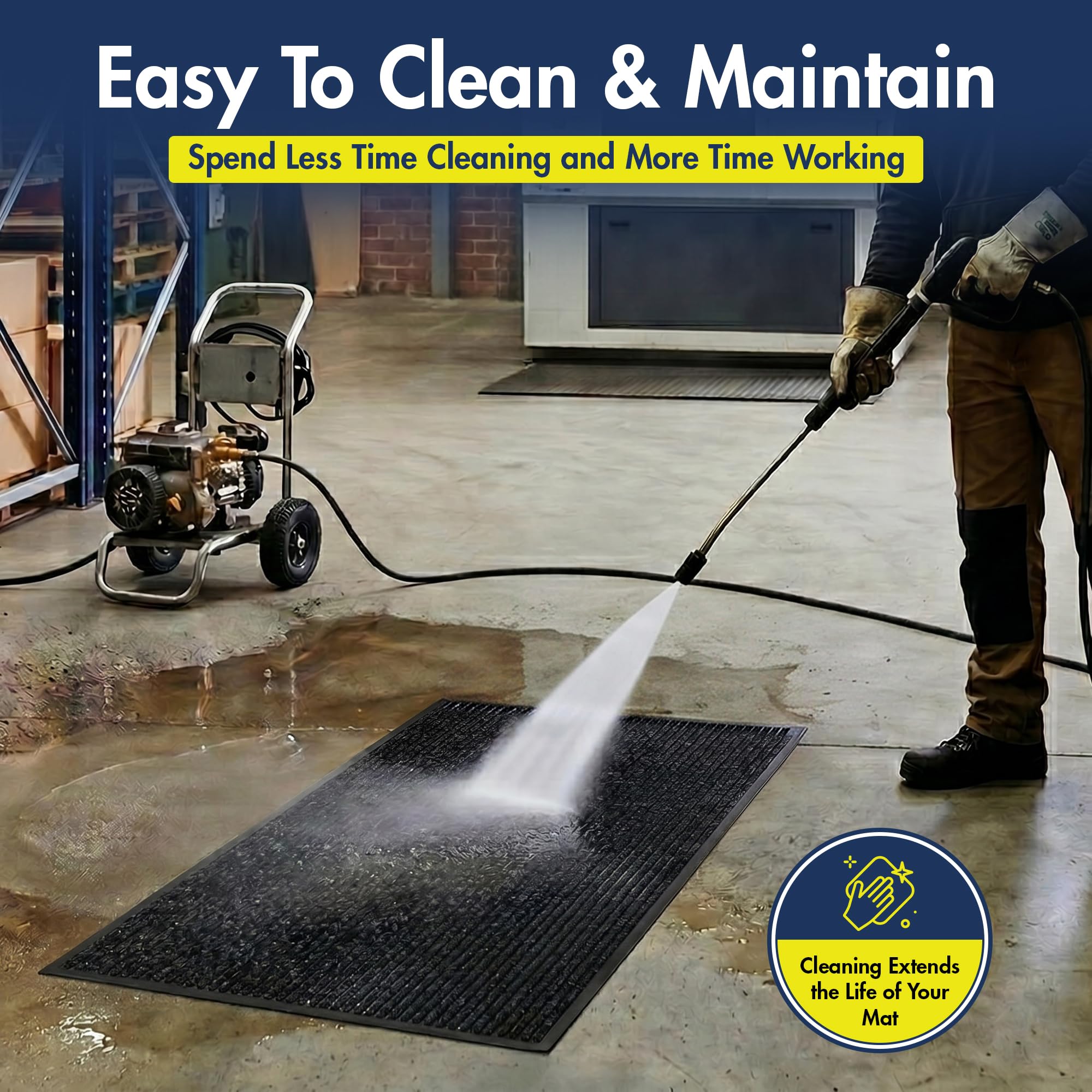 Notrax 109 Industrial Door Mat, 3' x 5' Charcoal, Made in the USA — Amazon image 7