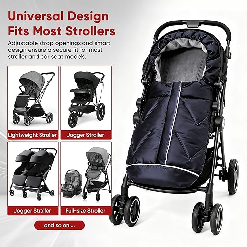 Miniatura 5 de Manta universal para cochecito y saco para cochecito, bolsa impermeable para bebés, niños pequeños y niños, saco con cremallera para cochecito,