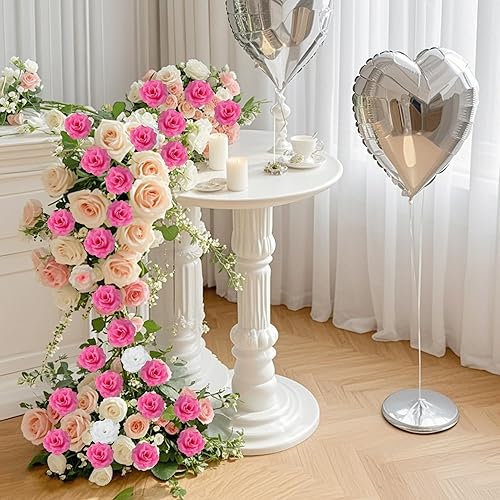 Miniatura 4 de Flores artificiales de rosas, 50 unidades de rosas blancas a granel con tallo, cabeza de flor falsa de rosa de seda de 3 pulgadas para bodas,