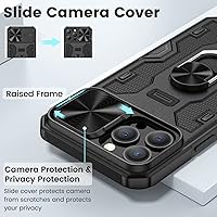 Vista 3 de Caka Funda para iPhone 13 Pro Max, iPhone 12 Pro Max con soporte y clip para cinturón, funda para cámara con soporte de anillo giratorio de 360°