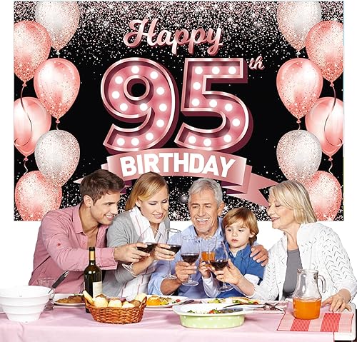 Vista 92 de Happy 21st Birthday Rose Gold Banner Backdrop Cheers to 21 Years Old Confetti Balloons Theme Decor Decorations for Women 21 Years Old Pink Birthday