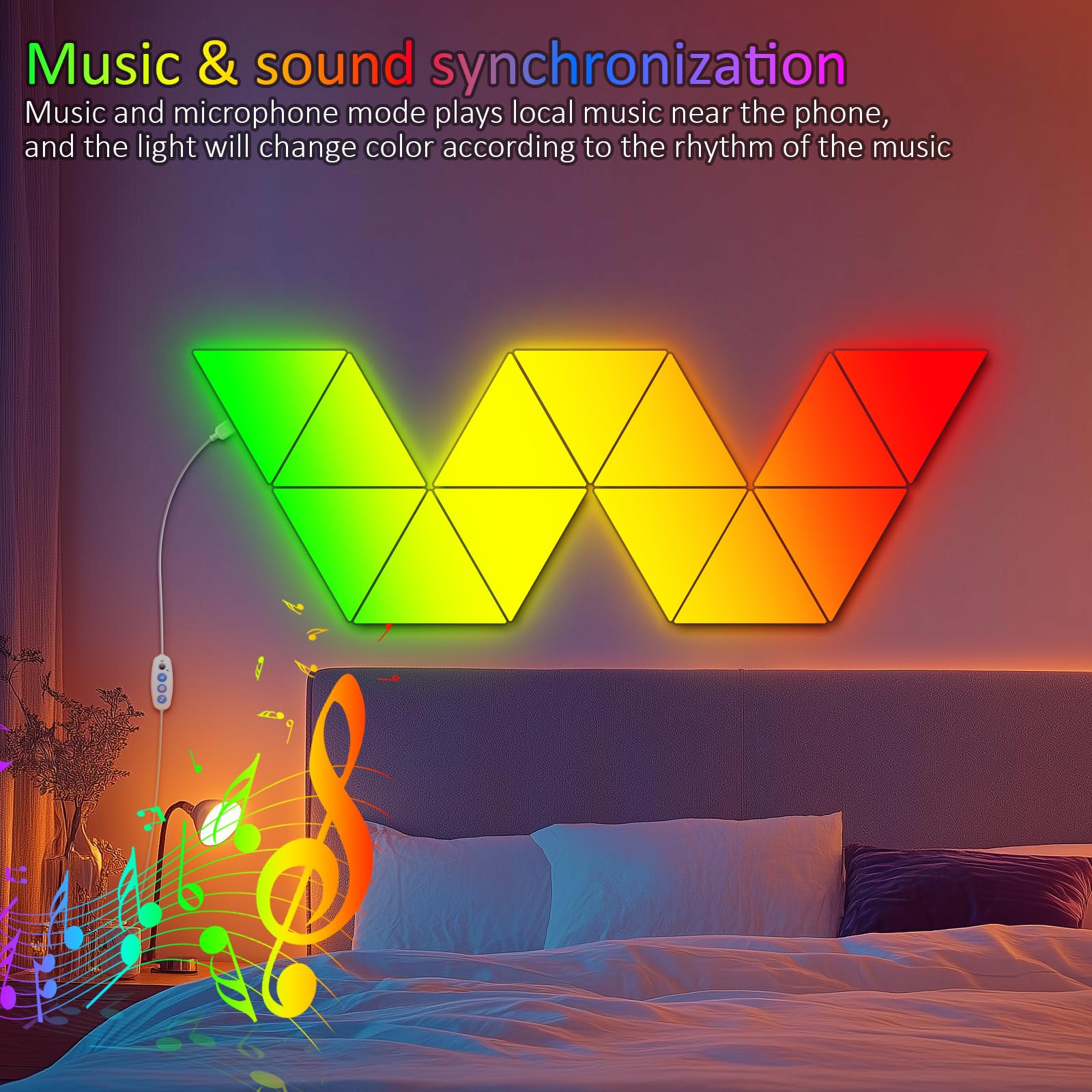 Kangtaixin Pannelli LED Triangolari RGB da Parete - Set di 8 Luci Smart con 16 Milioni di Colori, Controllo Tramite App, Sincronizzazione Musicale, Lampada Decorativa per Gaming, Camera e Ufficio
