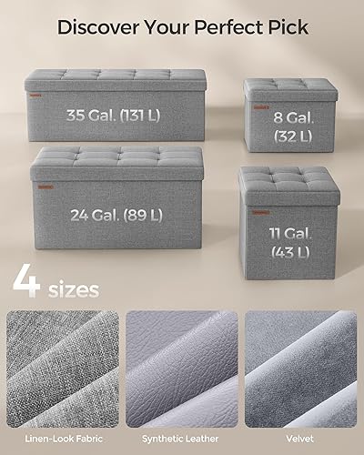 Miniatura 7 de SONGMICS MAZIE Collection - 43 Inches Folding Storage Ottoman Bench, Ottoman Foot Rest, End of Bed Bench, Storage Chest, Load 660 lb, for Living