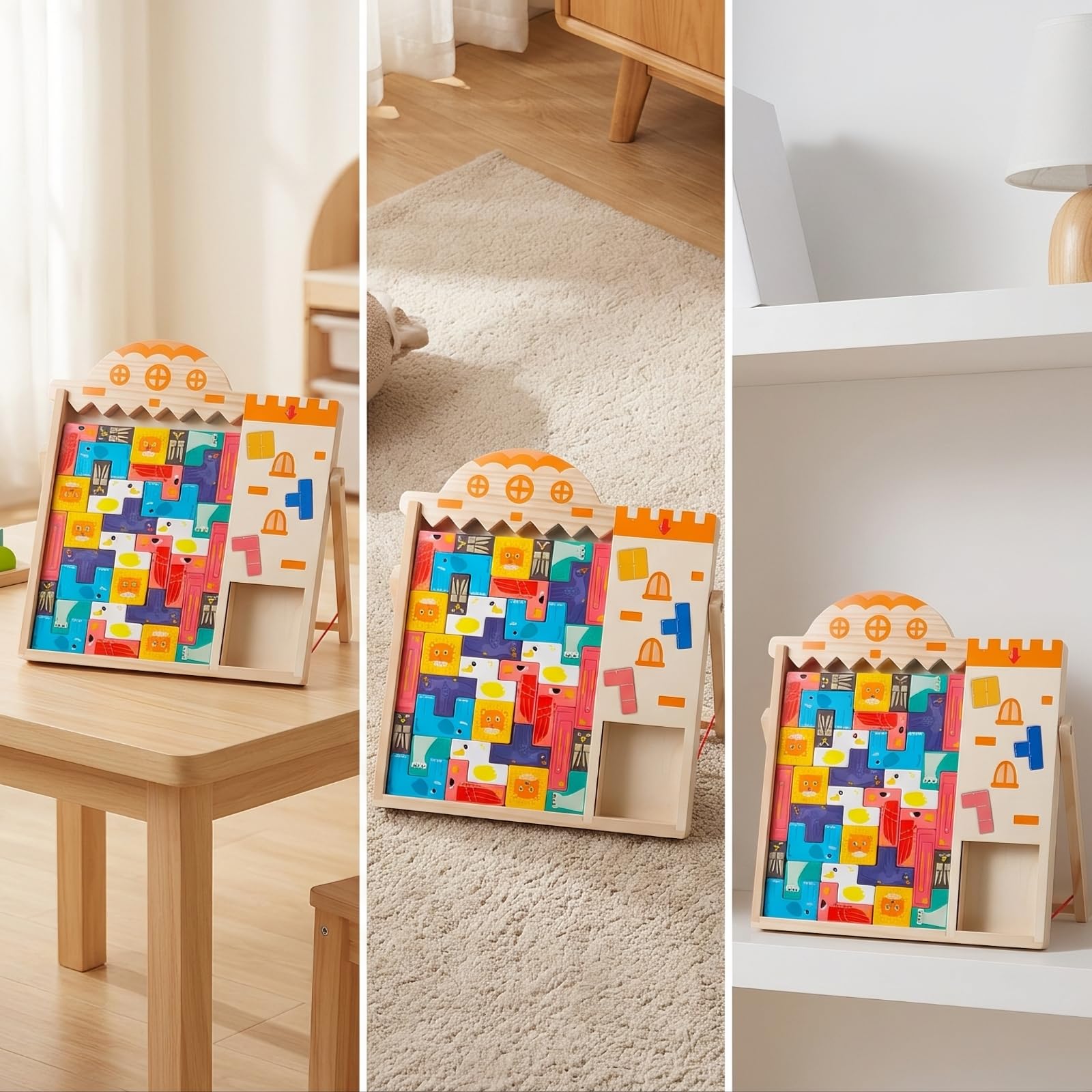 Gioco Incastro Stile Incastro Sicuro | Creativo, Puzzle in Legno con Cavalletto, Colorato, Giocattolo, per Scuola Infanzia, Asilo