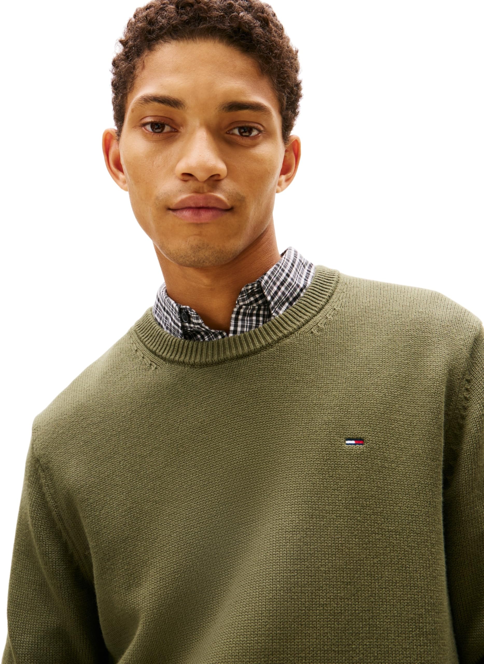 Tommy Jeans Jersey Hombre Sweater Slim Fit, Verde (Dark Greenery), L