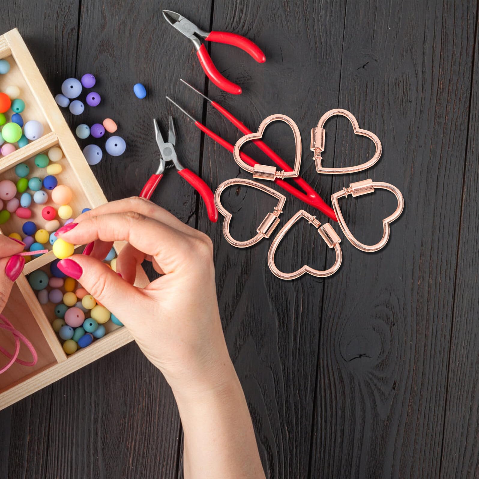 10piezas Conector de Joyería Mosquetón con Cierre de Rosca de Corazón de Aleación para Hacer Pulseras de Joyería Clip Conector para Llavero Soporte para Bolso de Monedero Pack
