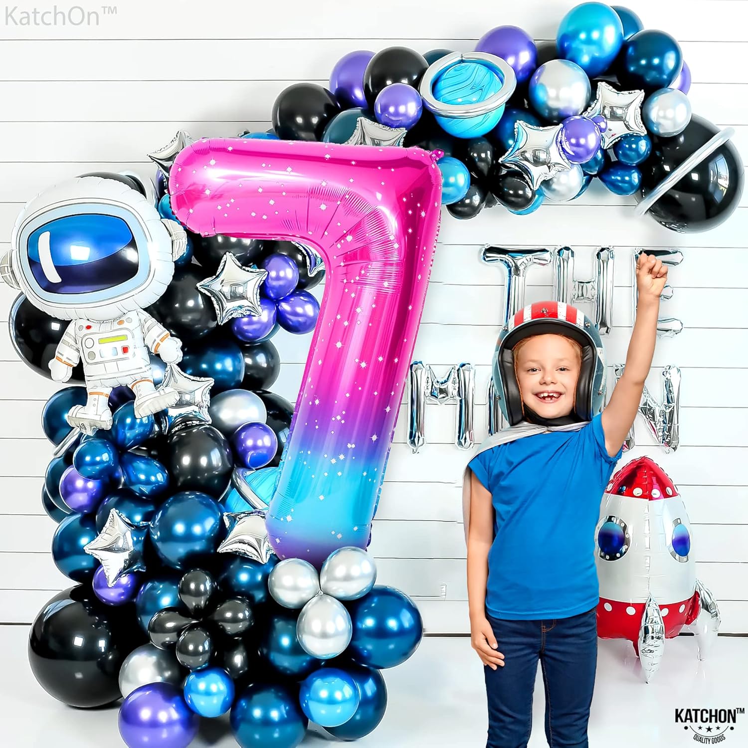 KatchOn, Rainbow Number 7 Balloon - 40 Inch, Galaxy Number 7 Balloon | 7 Balloons for Birthday Girl | 7 Birthday Balloon, Seven Balloon | 7th Birthday Decorations for Girls | 7th Birthday Balloons