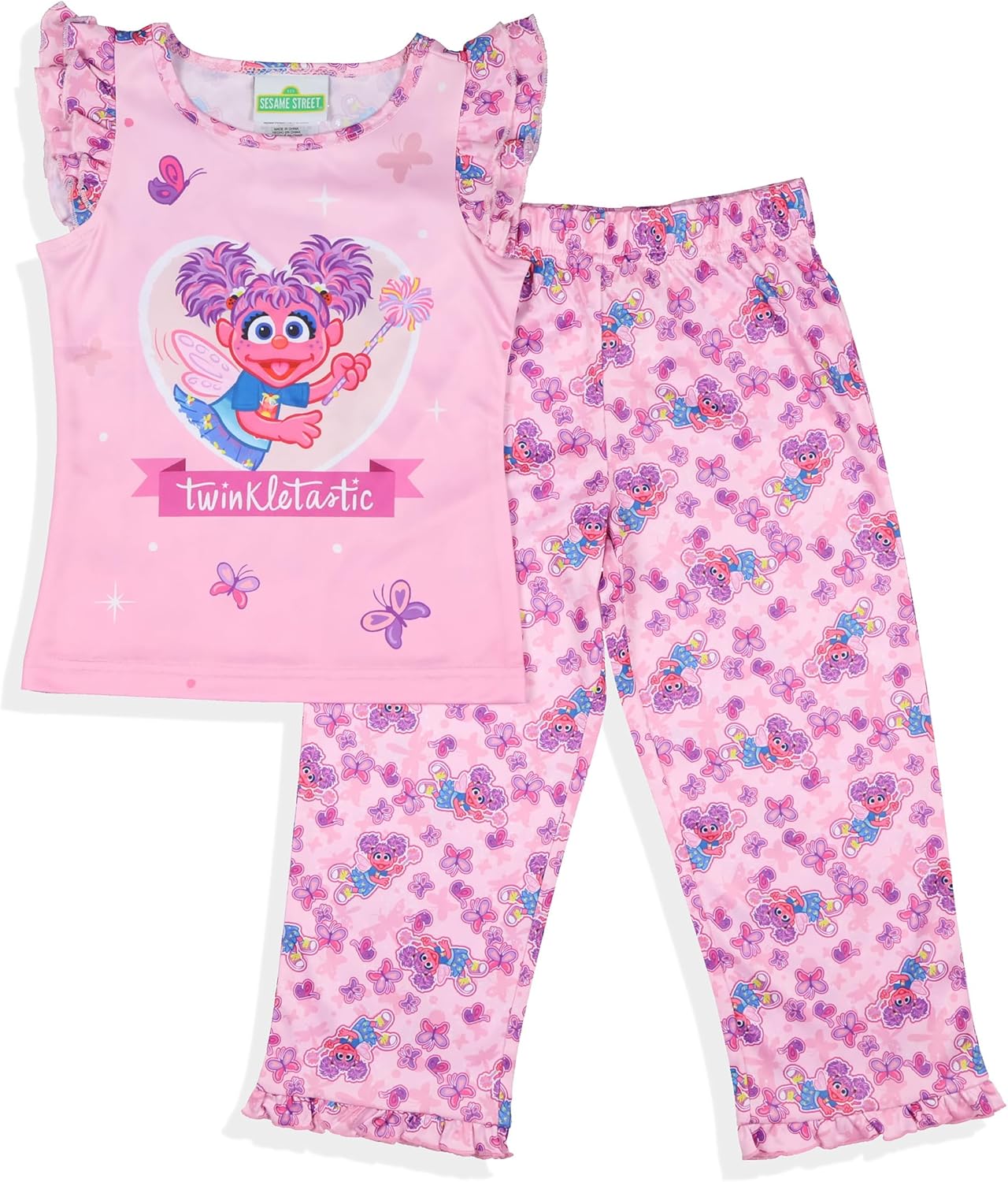 Sesame Street Toddler Girls' Abby Cadabby Ruffle Pant And Shirt 2 Piece Pajama Set Loungewear Sleepwear - Image 2