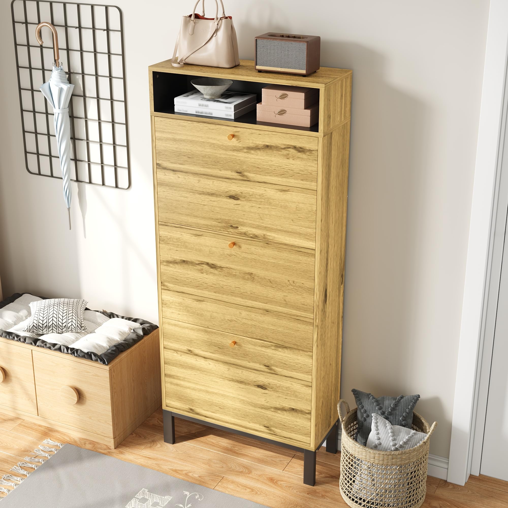 Mueble de entrada de 100 cm ideal para organizar abrigos y zapatos al llegar a casa