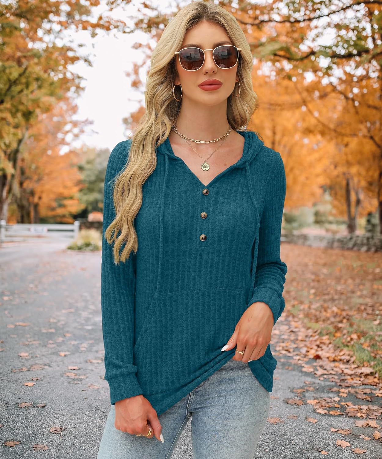 Womens Sweaters Fashion Hoodies Long Sleeve Tops Casual Sweatshirts Fall Outfits Pullover Winter Clothes 2025 - Image 2