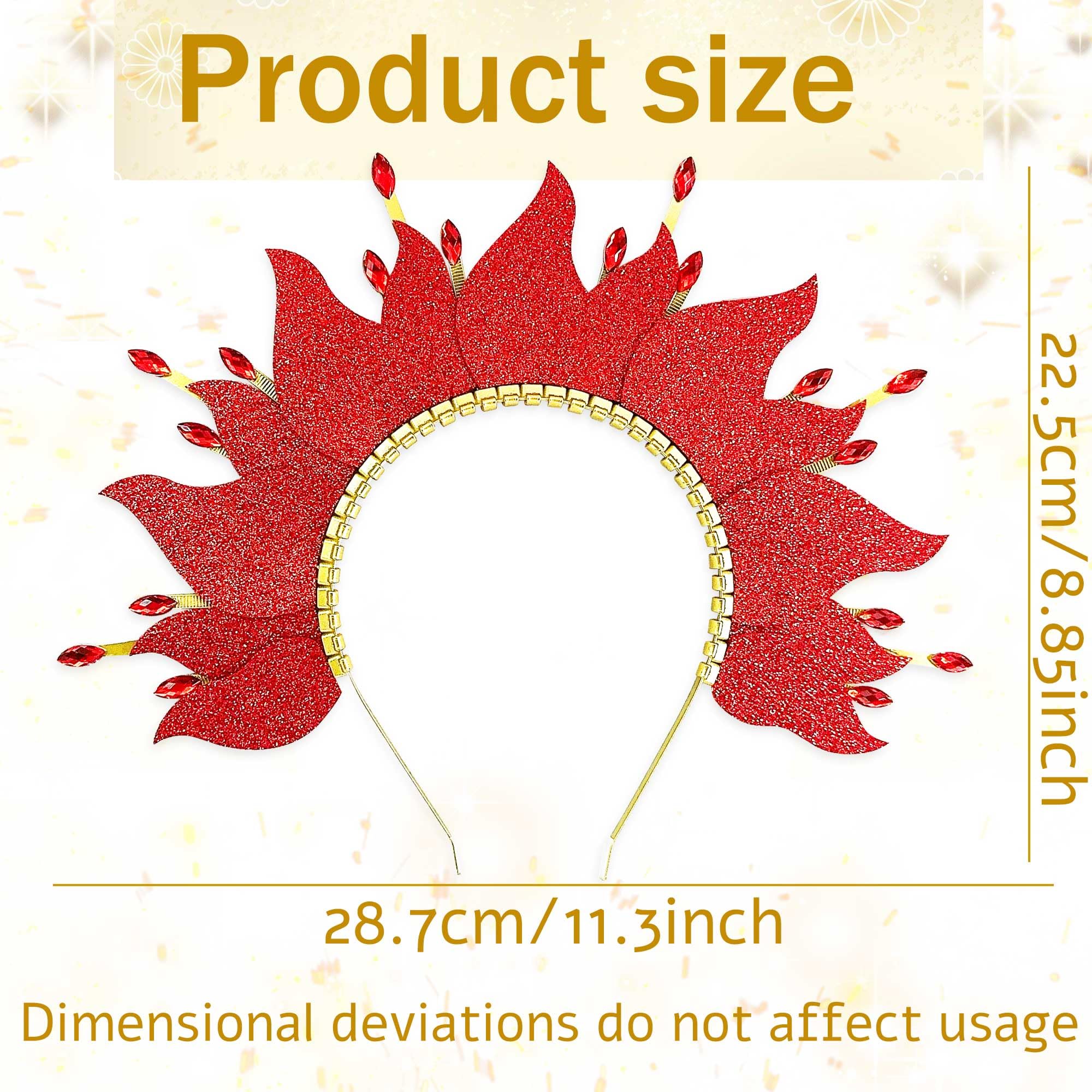 BACH AND BOUJEE Fire Flame Headpiece Sun Halo Crown Headband Carnival Accessories Headdress Mardi Gras Rave Festival for Women Costume Supplies - Image 2