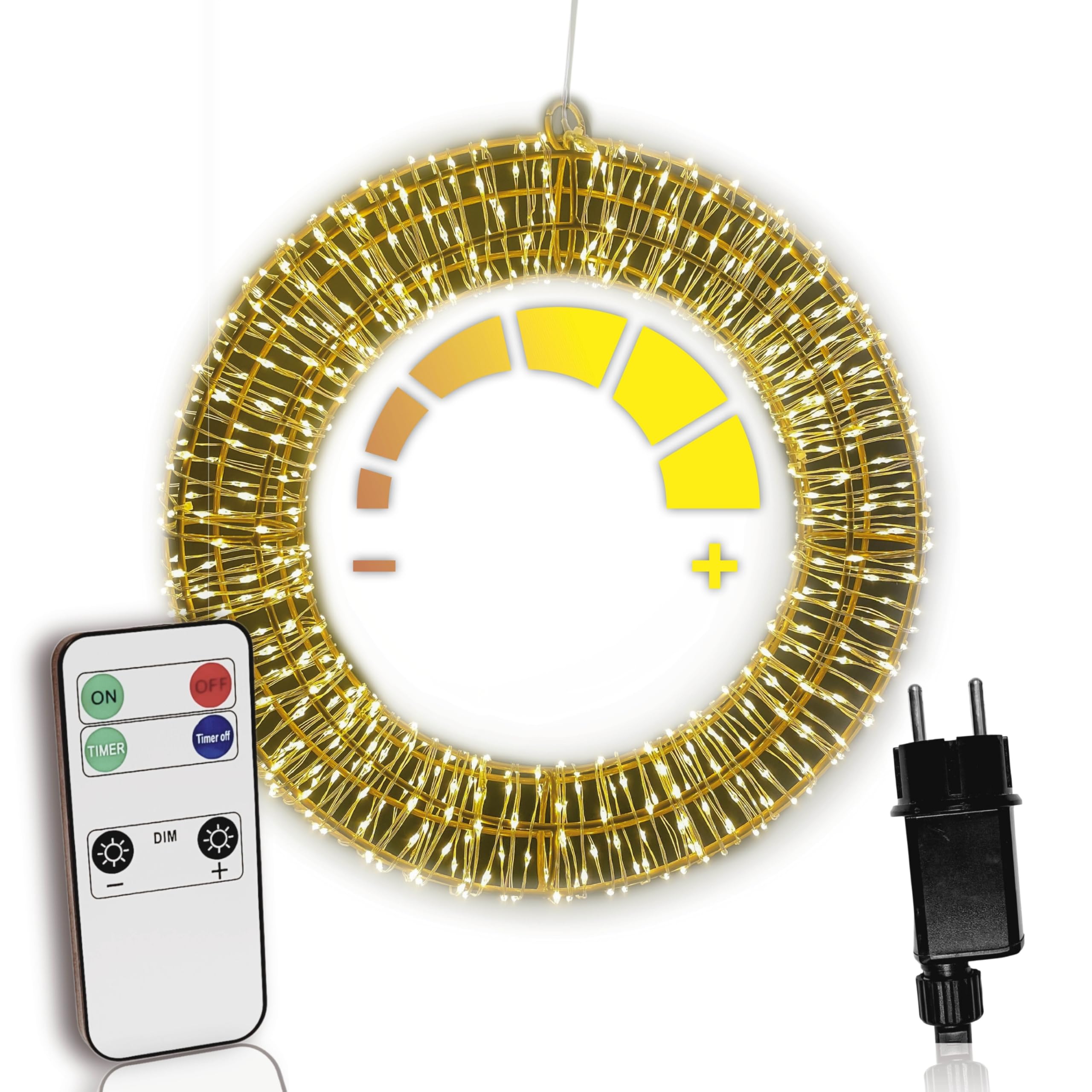 HiLight LED Weihnachtskranz Ø40 cm mit 600 LEDs | Metallkranz/Lichterkranz mit Fernbedienung & Timer - dimmbar | Adventskranz modern & Türkranz Weihnachten beleuchtet | Fensterdeko hängend