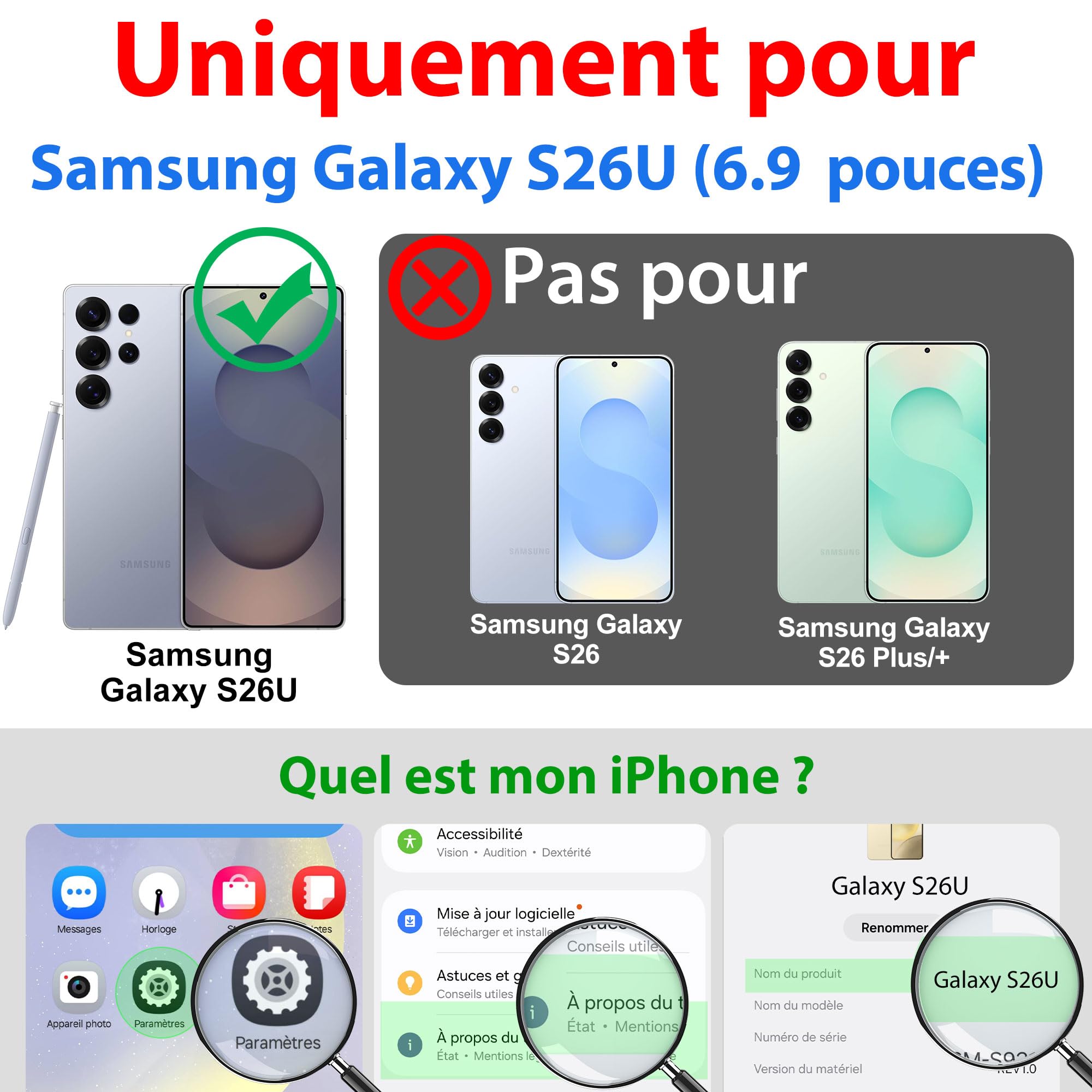 SPORTLINK Coque pour Samsung Galaxy S26 Ultra magnétique Compatible MagSafe, étanche IP68, Protection Antichoc Militaire 360° intégrale, Anti-poussière, écran et caméra intégrés, avec Cordon – Noir