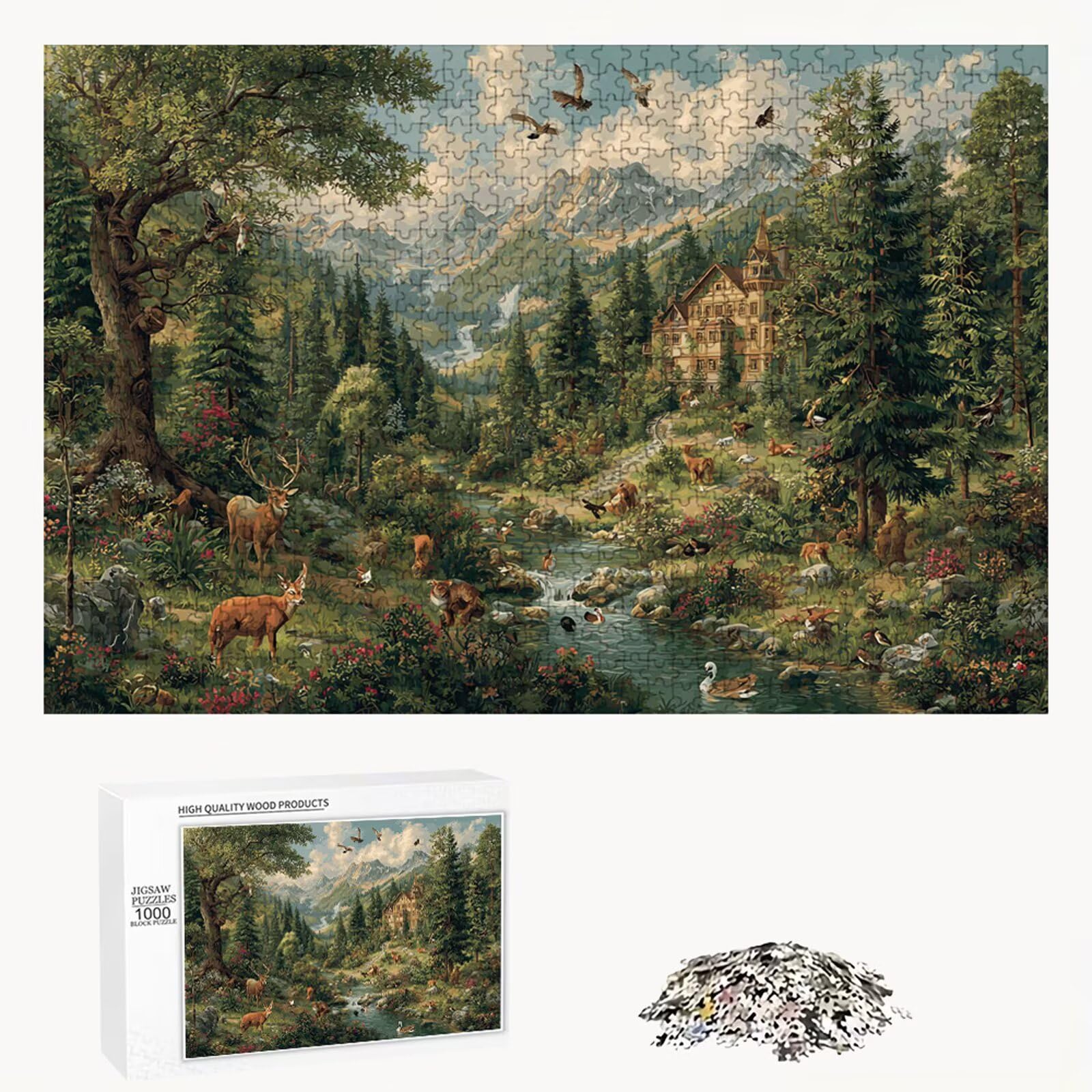 4000 Pezzi Puzzle Adulti - Foresta & Animale - Fabbricazione in Legno Robusto (Forma Classica) - Decorazione Murale con Poster - Prodotto Riservato ad Adulti e 14 Anni in Su (147x105cm) P3#101