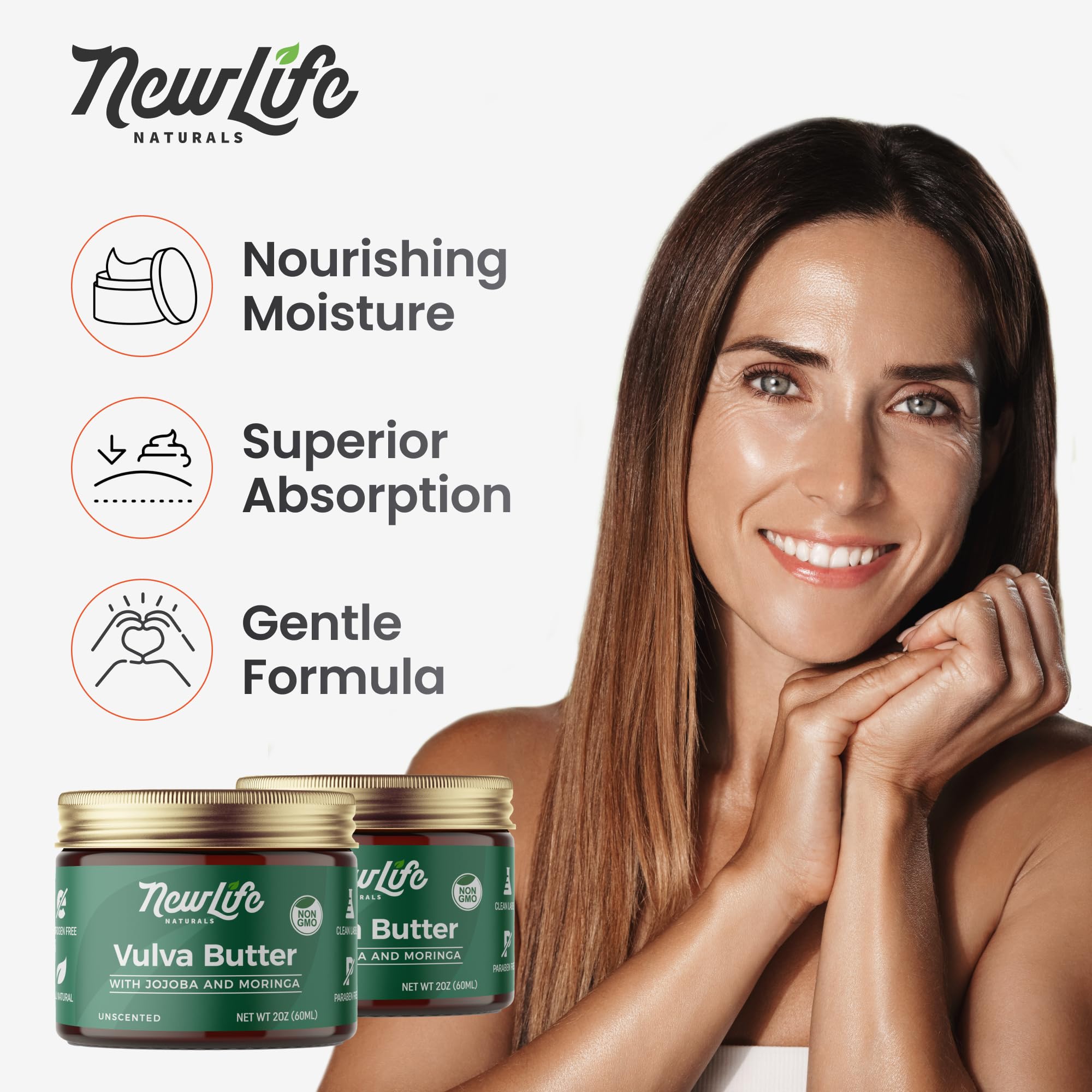 NewLife Naturals JButter Vulva Balm Butter - Menopause Support, Postpartum Essentials, Intimate Skin Care Feminine Dryness Itching Irritation - All Natural Vulva Moisturizer Women Estrogen Free - 2oz