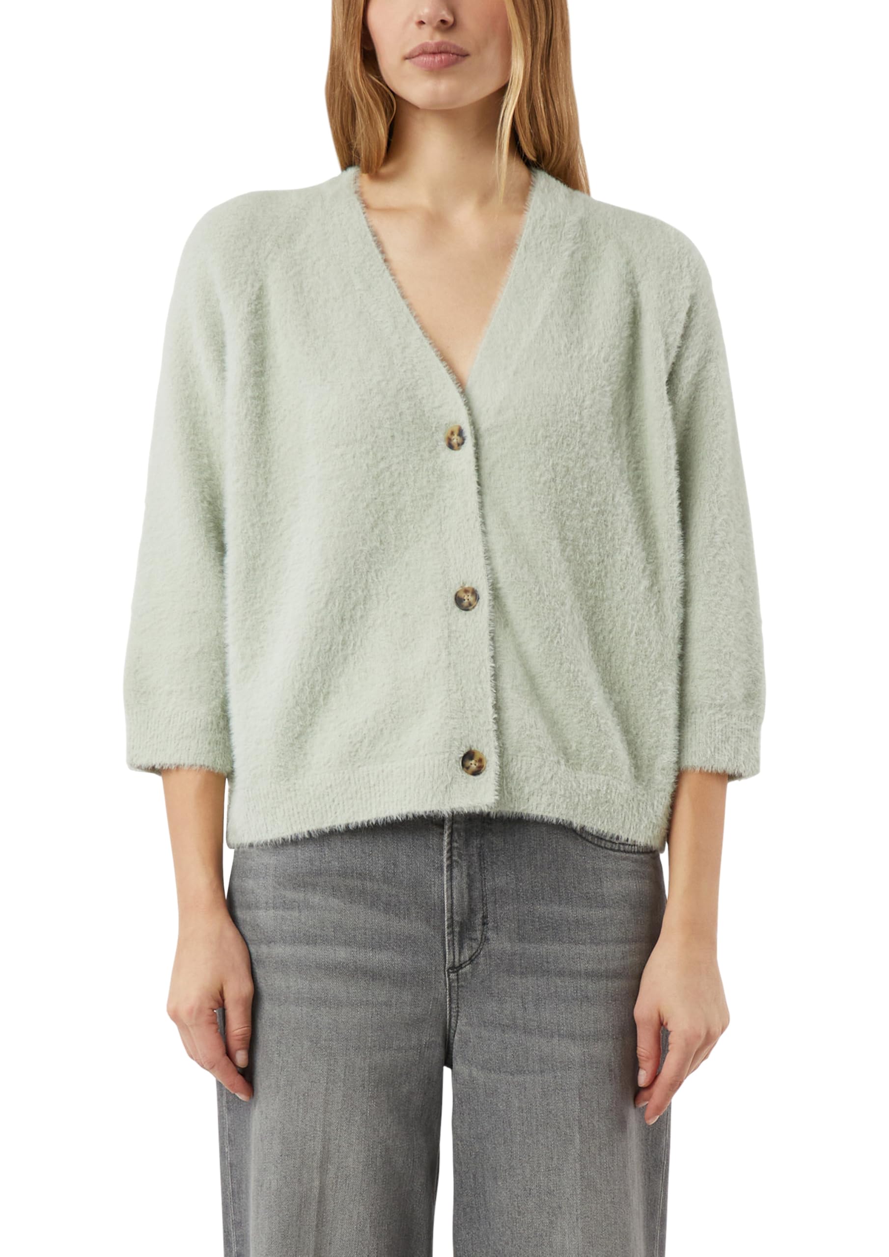 comma Flauschiger Strickcardigan mit 3/4-Ärmeln