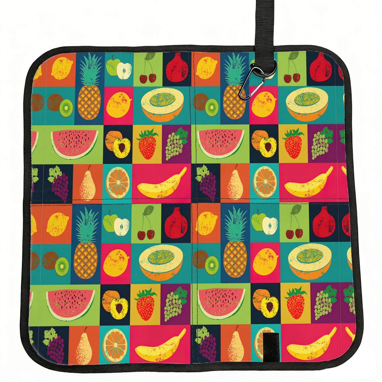 OKFSTY Art Style Fruit Print Fold Away Seat Cushion Portable Outdoor Pad Polyester Bleacher Bench Mat Travel Picnic Pad