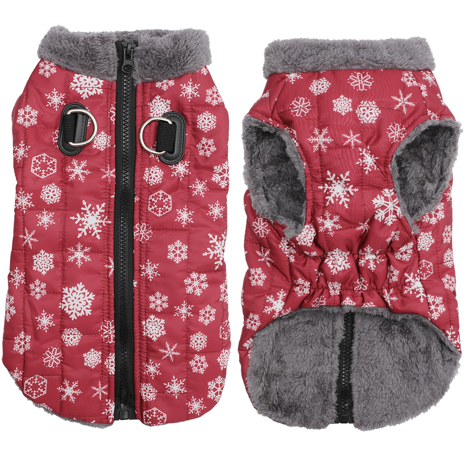 JoyDaog Fleece Dog Jacket for Small Dogs,Puppy Coat with Harness,Snow XS