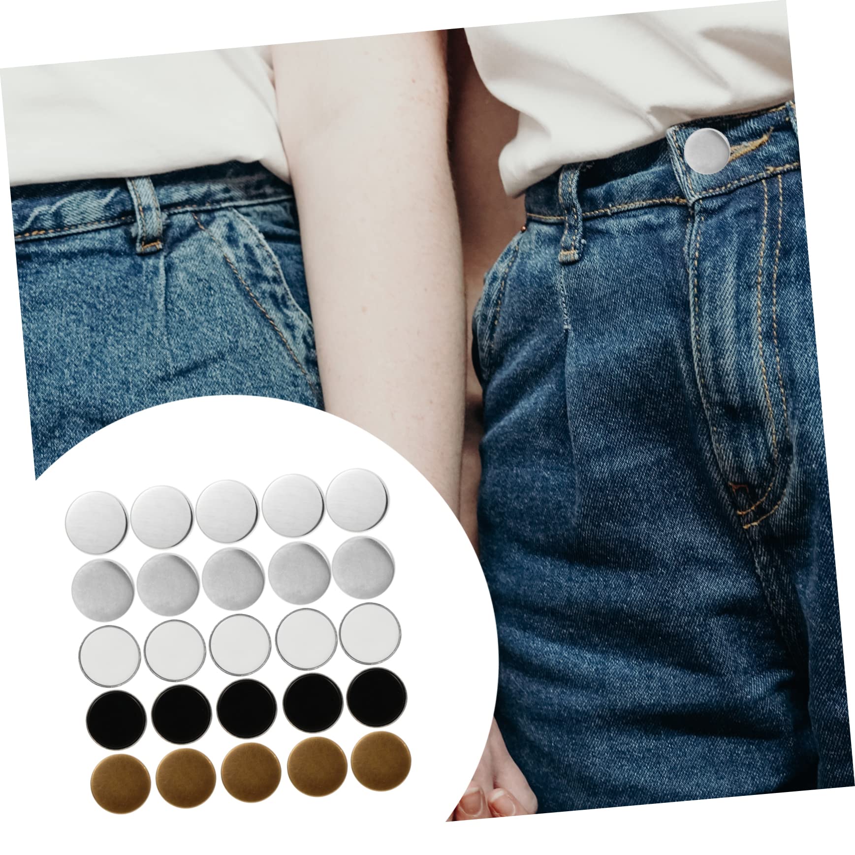 Artibetter 60pezzi Chiusure Regolabili Per Jeans Pulsanti Rimovibili Cucitura Facili Installare e Riutilizzabili Accessori Pratici