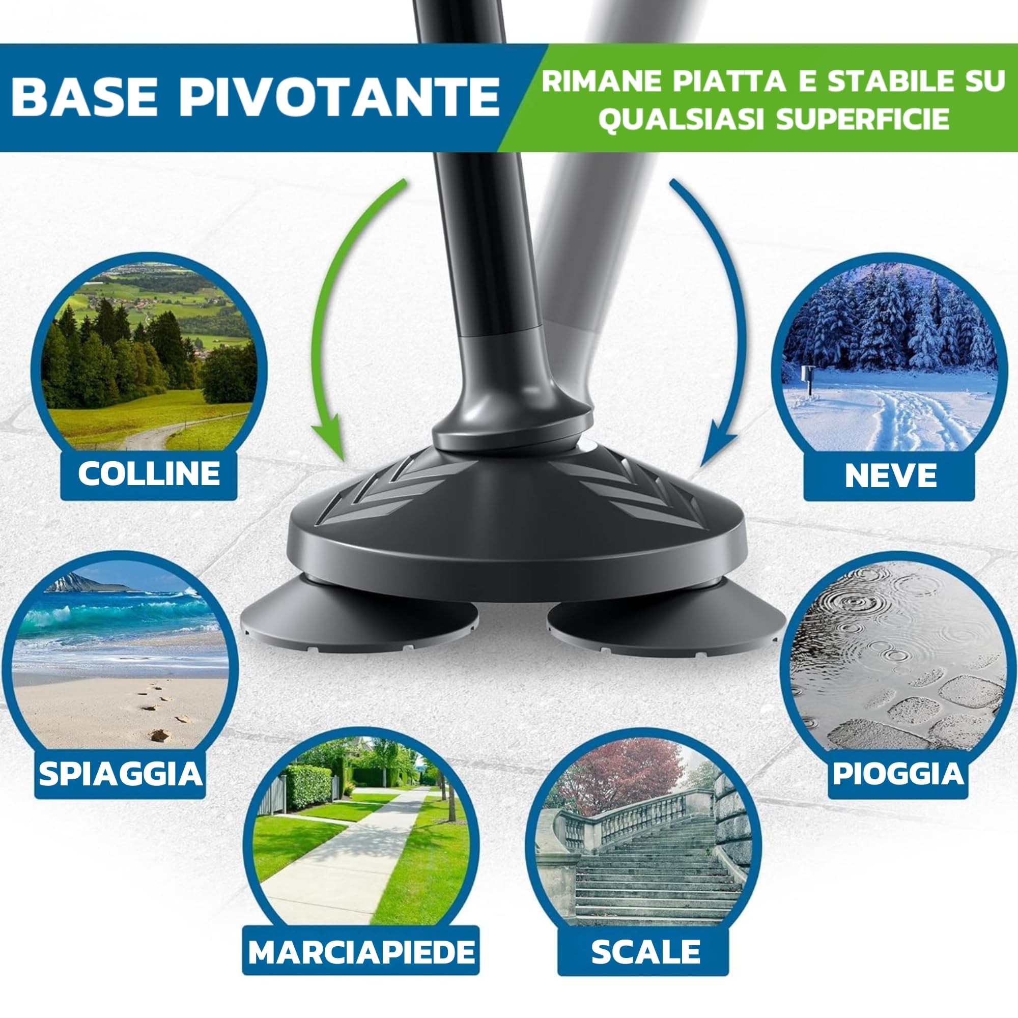HONEYBULL Bastone da Passeggio Pieghevole per Uomo e Donna, Autoportante con Punta Snodata Antiscivolo, Regolabile e Leggero, Bastone per Anziani e Supporto Equilibrio