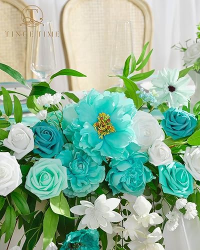 Miniatura 5 de TINGE TIME Guirnalda de flores artificiales con mantel y camino de mesa, paquete de 3 arreglos florales para decoración de mesa de novia de boda