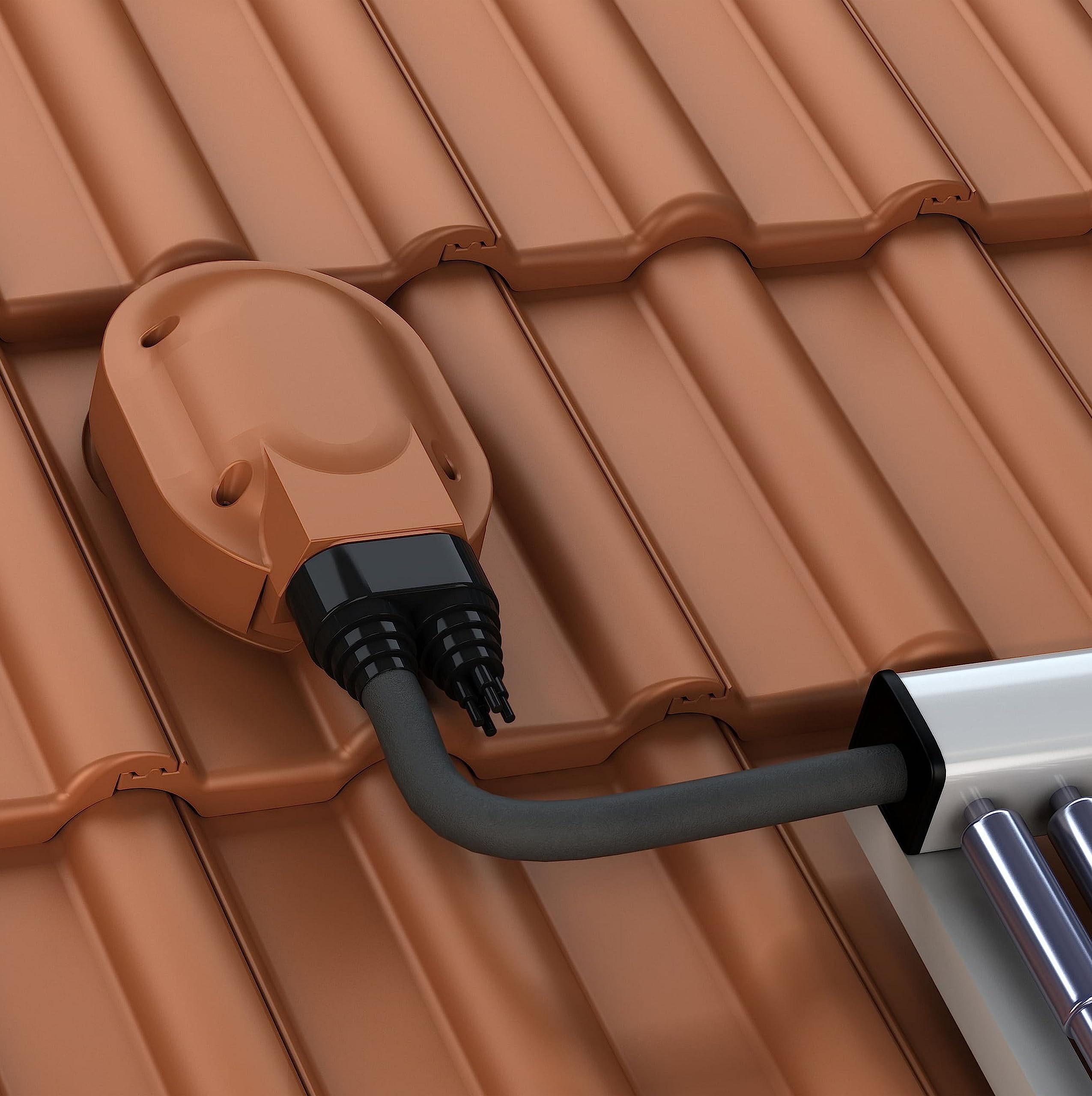 Wasserdichter Solardurchgang Photovoltaik-Dachdurchgang für Nelskamp - Kronen Dachziegel - Solar Dachdurchführung (RAL 9005 - Schwarz)
