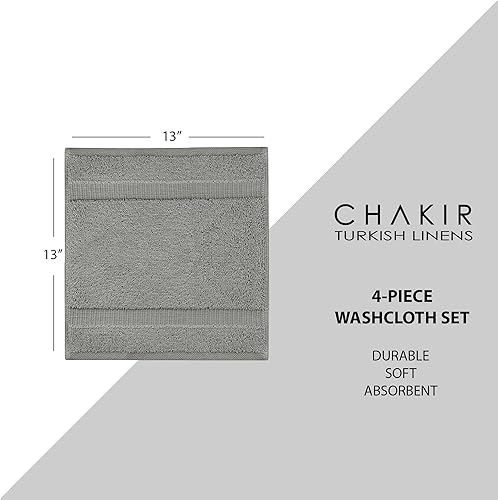 Miniatura 6 de Chakir Turkish Linens - Toallas turcas de 100% algodón, suaves y absorbentes (4 paños, color gris)