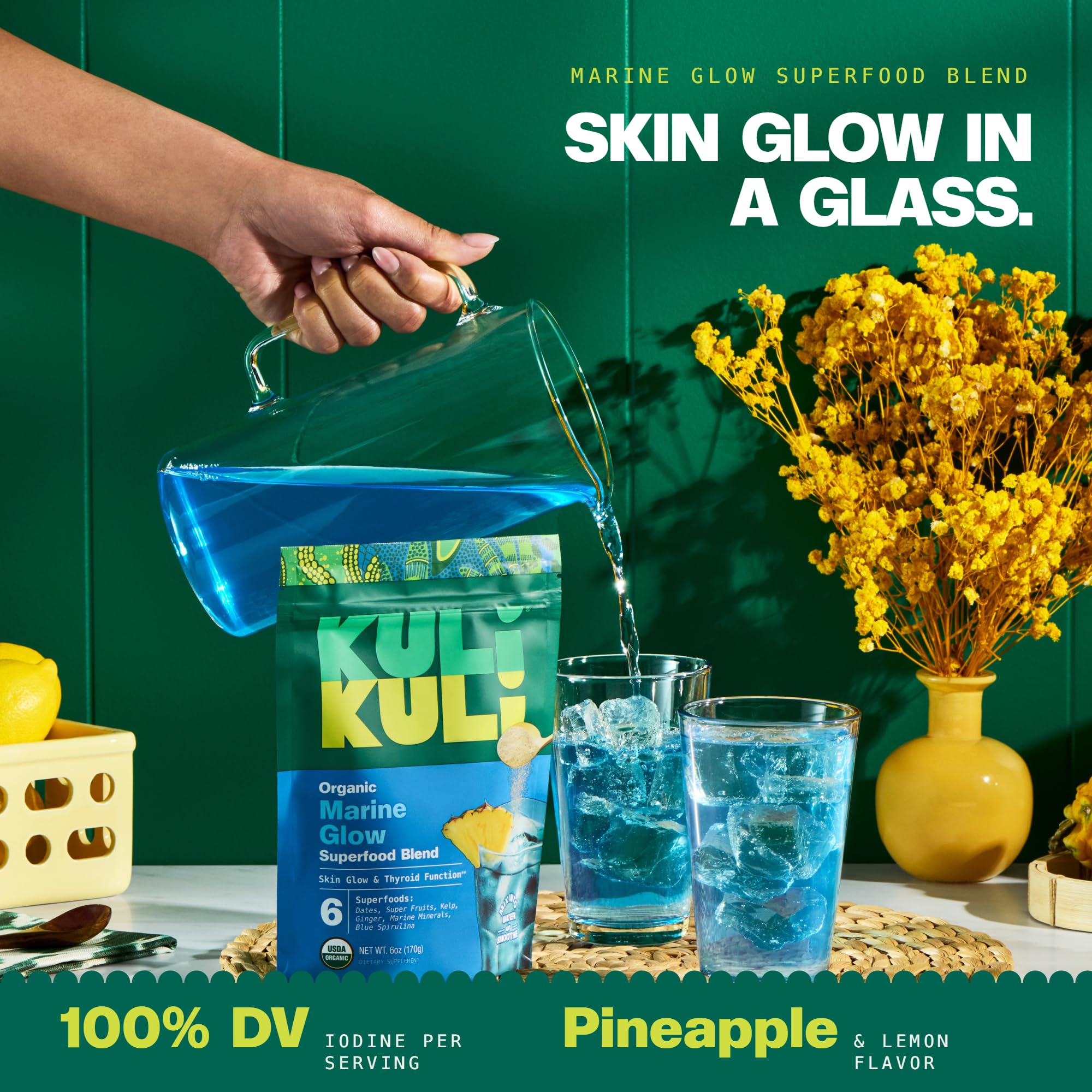 Kuli Kuli Organic Marine Glow Blue Spirulina Kelp Skin & Beauty Blend, 6oz — Amazon image 3