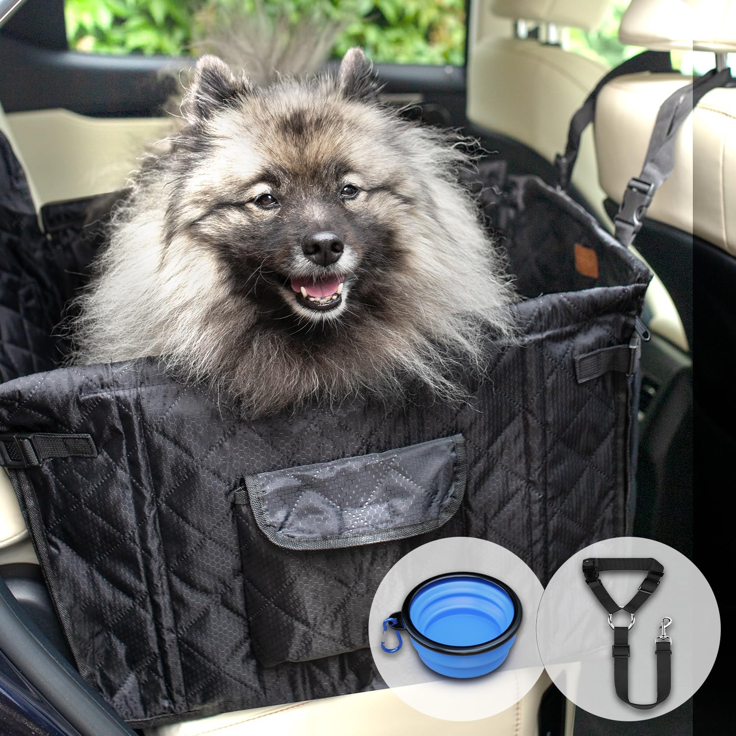 PETPROVED Dog Car Seat Transportin Dog Car Waterproof Basket Medium Large Transport Seat for Dogs Cats Front Seats Dog Carrier