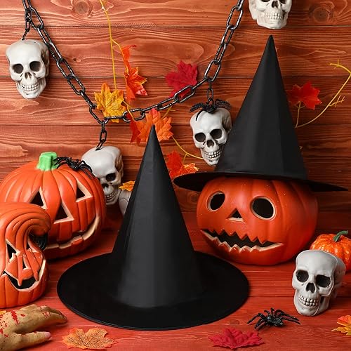 Miniatura 4 de Zubebe 30 sombreros de bruja para decoración de Halloween, sombrero de bruja colgante con 3 piezas de cuerda colgante de 109 yardas para niños y