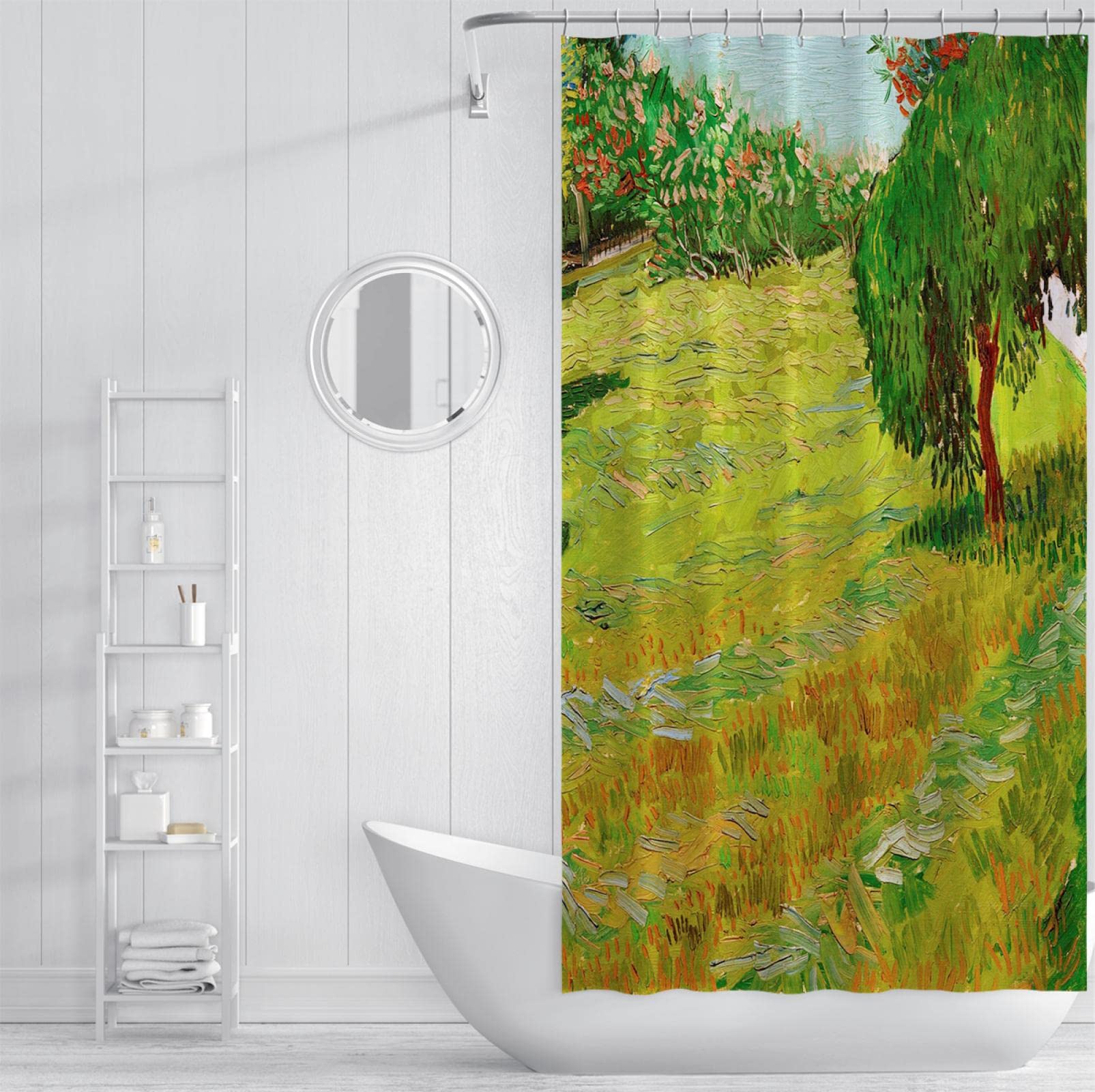 Farm Orchard Cortinas de Ducha Artista Juego de Cortinas de Ducha para Tela de baño Cortinas de baño de poliéster de Secado rápido con Ganchos Amarillos W200xL200cm