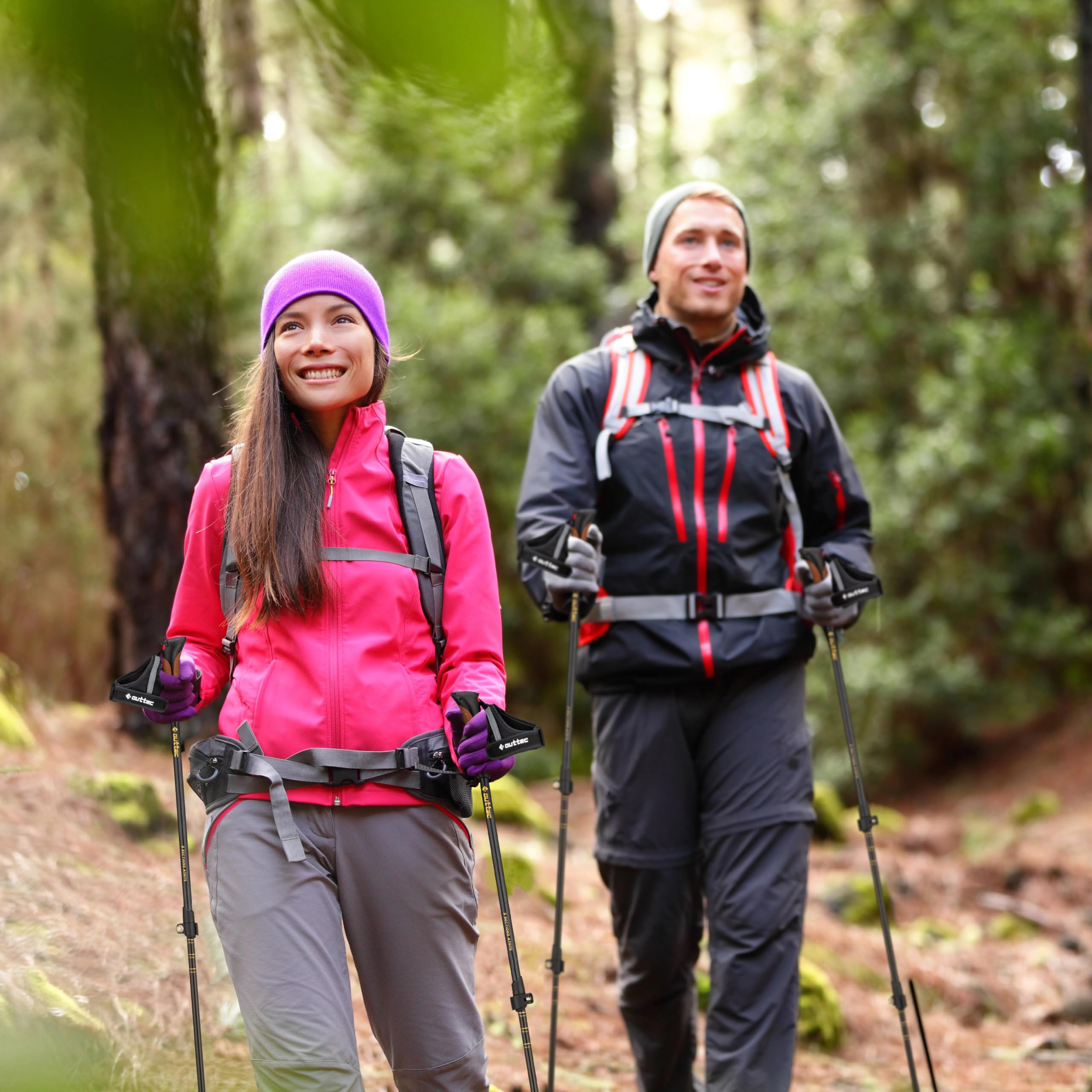 Bâtons de randonnée, bâtons de Marche Nordique - 60-135 cm - Bâtons de Trekking ultralégers pour Femmes et Hommes - Randonnée, Trekking