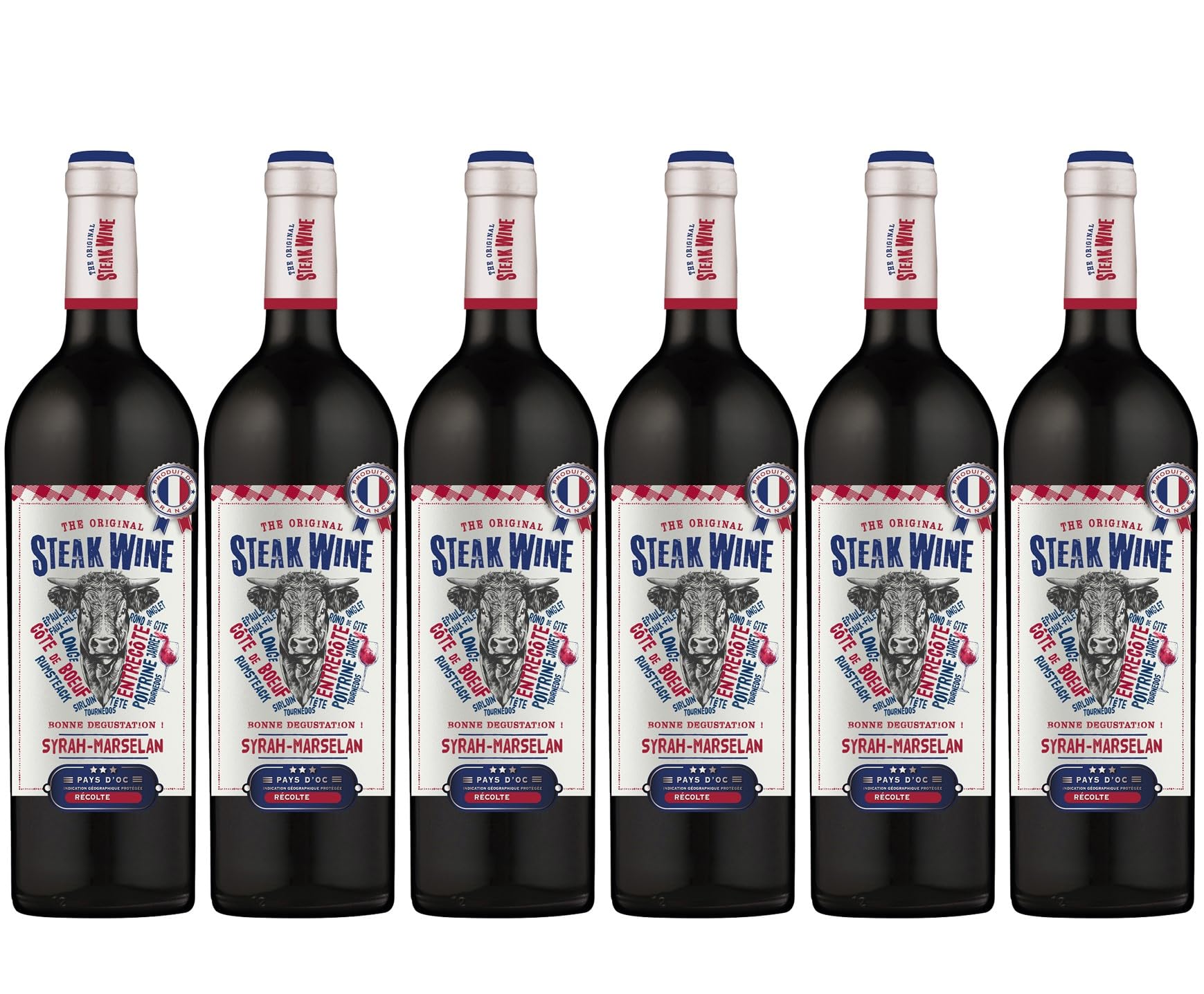 The Original Steak Wine - Vin rouge, Syrah Marselan, Pays d'Oc (6 x 0,75 L)