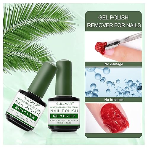 Miniatura 9 de SULLMAR Removedor de esmalte de uñas para uñas de 1 a 3 minutos, removedor de gel fácil y rápido para uñas, removedor de esmalte de uñas de gel