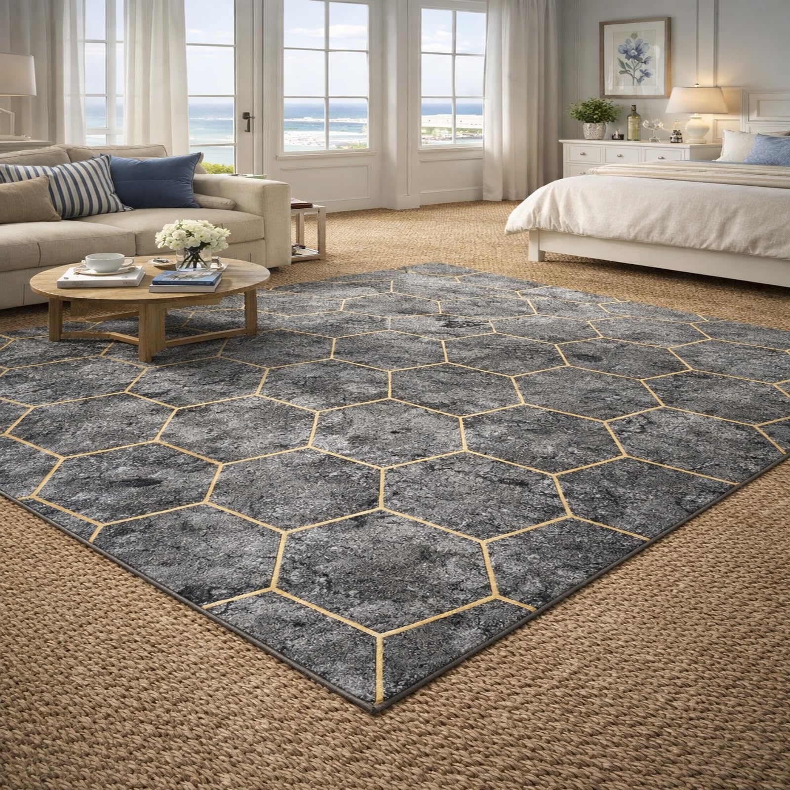 Alfombras lavables para sala de estar de fácil cuidado contra manchas y polvo