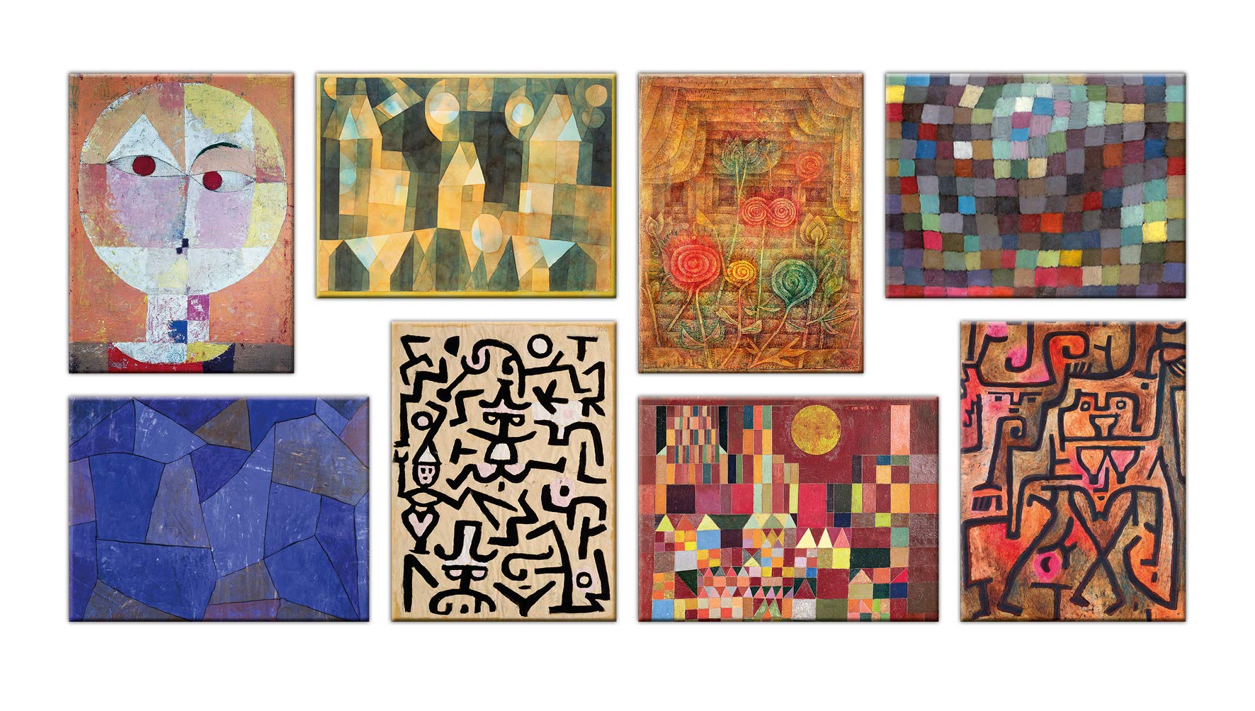 LuxHomeDecor Quadri paul klee 8 pezzi 40x30 cm Stampa su Tela con Telaio in Legno Arredamento Arte Arredo Moderno