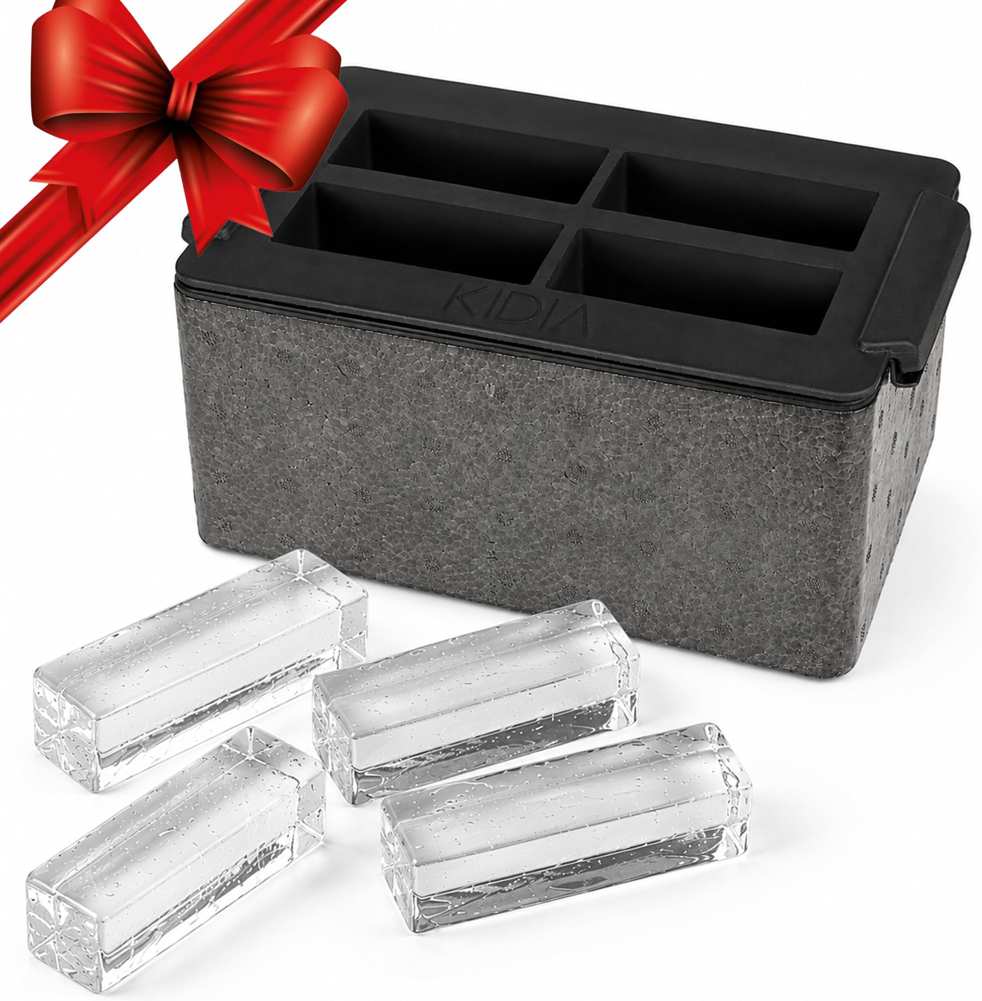 Ice Clear Collins Cube Maker - Transparent Ice Cube Bowl 10 x 4 x 4 cm - Directional Freezing System - Food Grade Silicone - 4 Crystal Clear Ice Cubes for Cocktails & Mixology