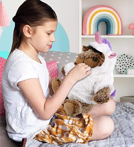 Miniatura 7 de DolliBu Peluche de unicornio de búfalo sentado, disfraz súper suave de búfalo con traje de unicornio de felpa extraíble, bonito regalo de vida