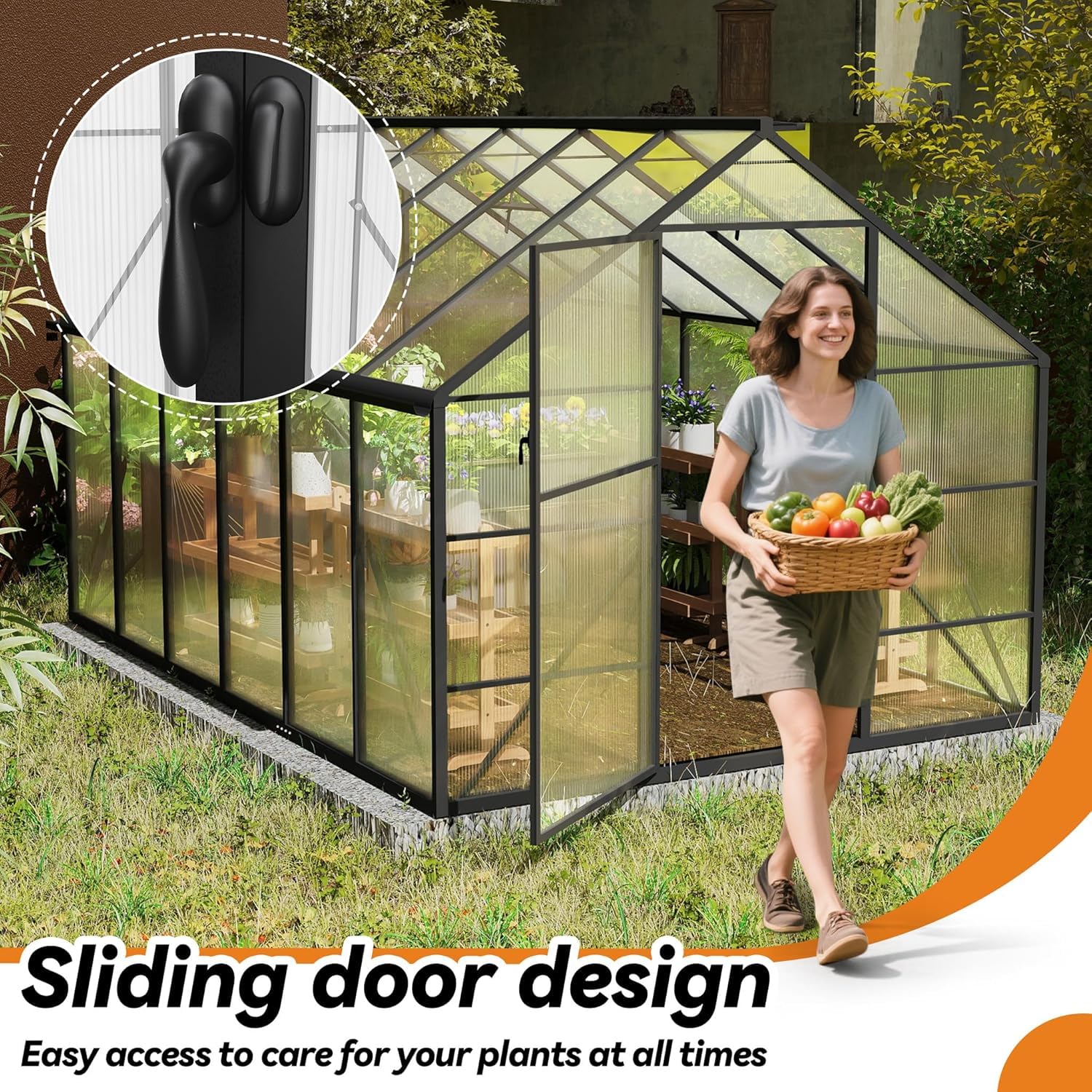 LZQ Aluminiowa szklarnia ogrodowa z fundamentem 380 x 250 x 205 cm, szklarnia, szklarnia z drzwiami przesuwnymi i świetlikami, szklarnia, szopa ogrodowa, odporna na zimę, szklarnia pomidorów (12 x 8