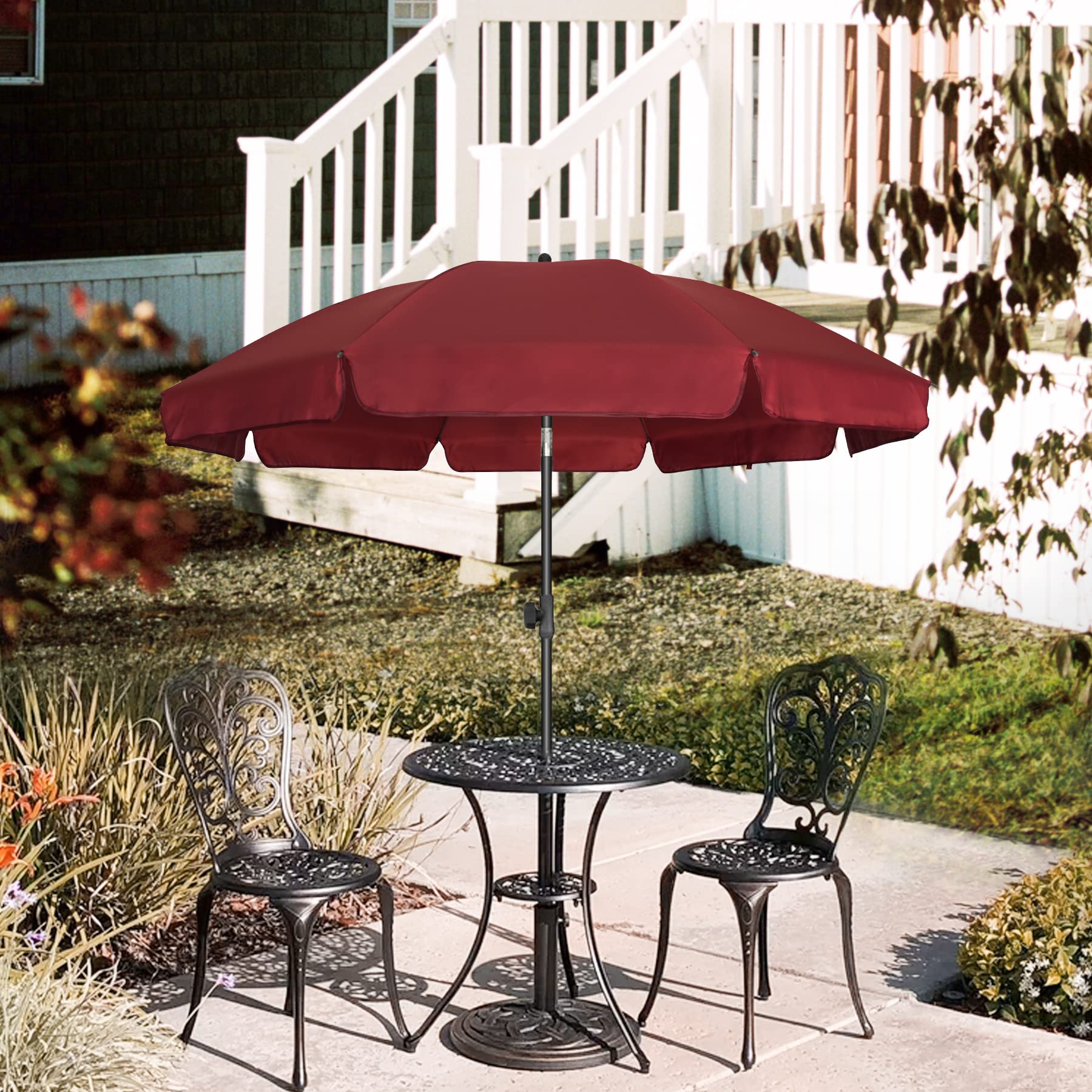 AMMSUN Patio Umbrella 6.5 ft Market Table Umbrella Tilt Steel Pole UPF50+ Protection,Great for Outdoor Garden Backyard (Maroon)