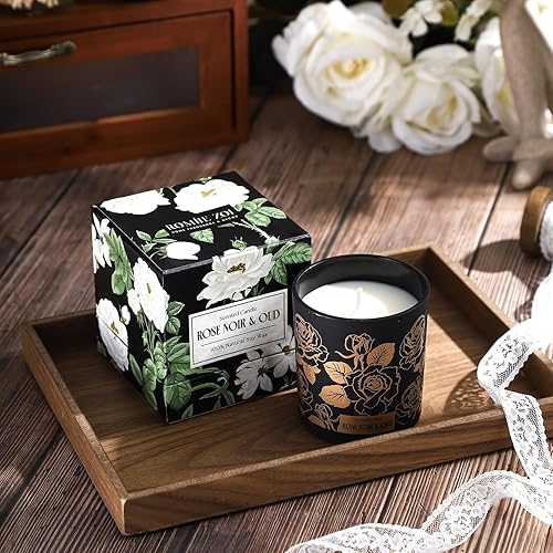 Miniatura 3 de ROMIIE ZOI Vela perfumada  Rose Noir & Oud  Vela en tarro de cera de soja de aromaterapia de 6 onzas para el hogar, regalos para mujeres  6.00 oz