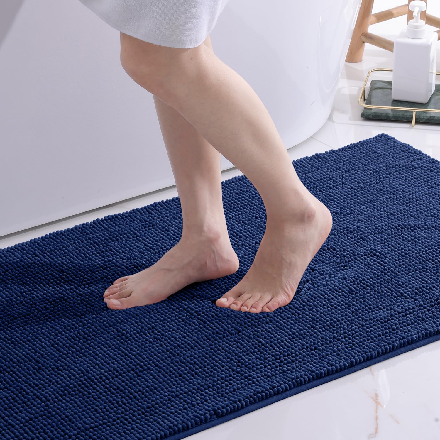 smiry Non Slip Chenille Bath Mat, Extra Soft Bathroom Mat, Super Absorbent Fluffy Bath Mats for Bathroom, Machine-Washable Quick Dry Bath Rug Foot Mat, 40 x 60 cm, Grey — view 21